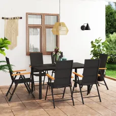 7 Piece Garden Outdoor Dining Set Suitable for Backyard, Patio Black and Brown