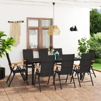 9 Piece Garden Outdoor Dining Set Suitable for Backyard, Patio Black and Brown