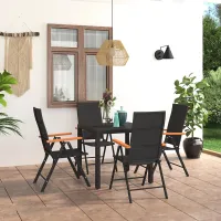 5 Piece Garden Outdoor Dining Set Suitable for Backyard, Patio Black and Brown