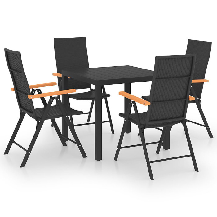 5 Piece Garden Outdoor Dining Set Suitable for Backyard, Patio Black and Brown