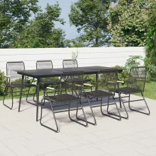7 Piece Garden Outdoor Dining Set Suitable for Backyard, Patio Black PVC Rattan