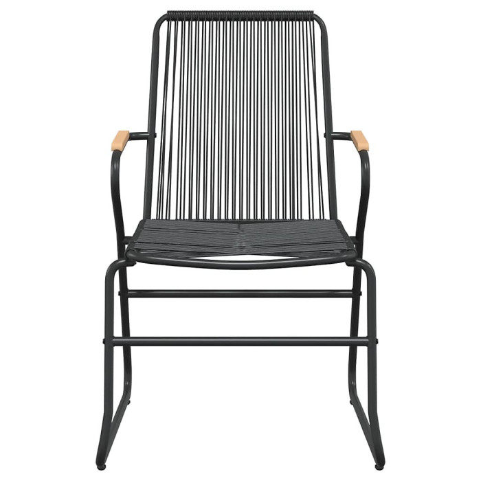 7 Piece Garden Outdoor Dining Set Suitable for Backyard, Patio Black PVC Rattan