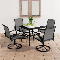 5 Piece Garden Outdoor Dining Set Suitable for Backyard, Patio Textilene and Steel