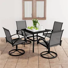 5 Piece Garden Outdoor Dining Set Suitable for Backyard, Patio Textilene and Steel