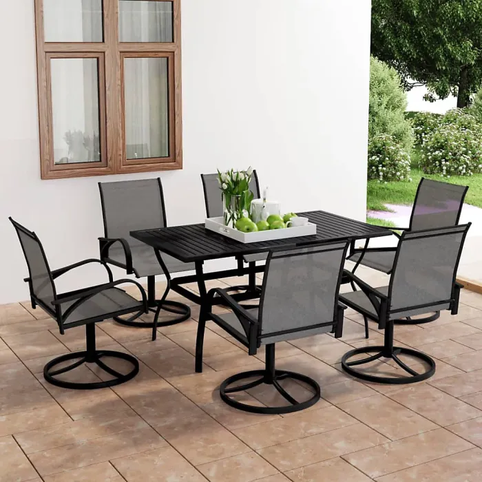 7 Piece Garden Outdoor Dining Set Suitable for Backyard, Patio Textilene and Steel