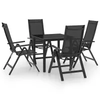 5 Piece Garden Outdoor Dining Set Suitable for Backyard, Patio Aluminium Anthracite