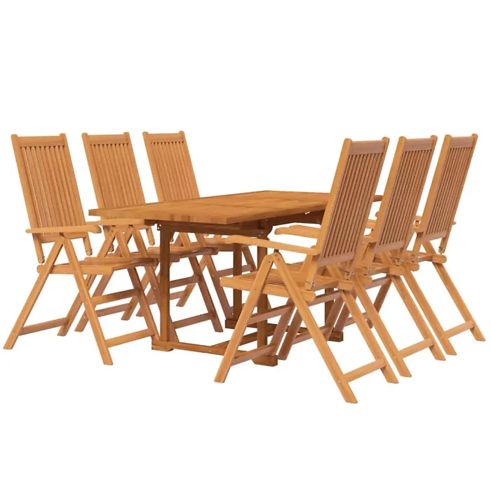7 Piece Garden Outdoor Dining Set Suitable for Backyard, Patio Solid Wood Acacia