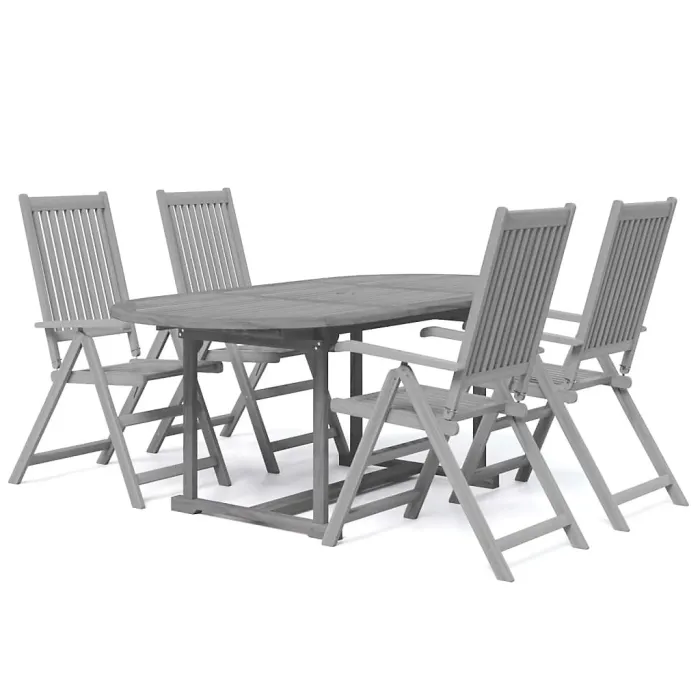 5 Piece Garden Outdoor Dining Set Suitable for Backyard, Patio Solid Wood Acacia