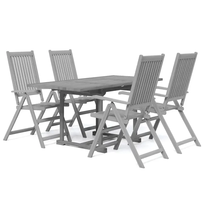 5 Piece Garden Outdoor Dining Set Suitable for Backyard, Patio Solid Wood Acacia