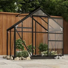 Anthracite Glass Greenhouse 155x103x191 cm Aluminium Plant House