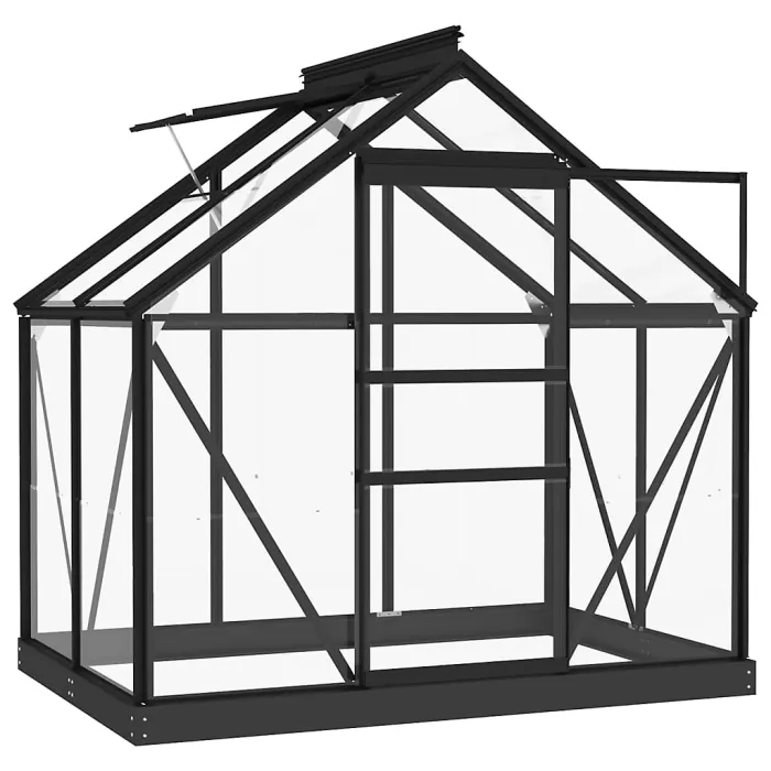 Anthracite Glass Greenhouse 155x103x191 cm Aluminium Plant House