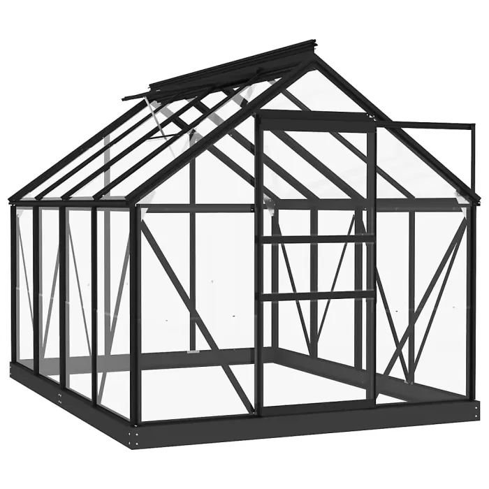 Anthracite Glass Greenhouse 155x200.5x191 cm Aluminium Plant House