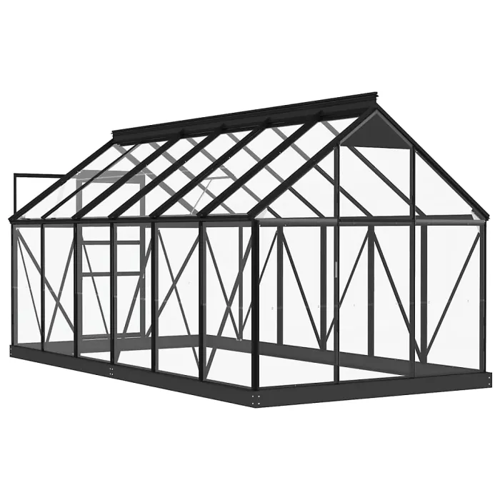 Anthracite Glass Greenhouse 155x298x191 cm Aluminium Plant House