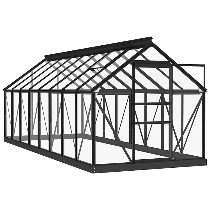 Anthracite Glass Greenhouse 155x395.5x191 cm Aluminium Plant House