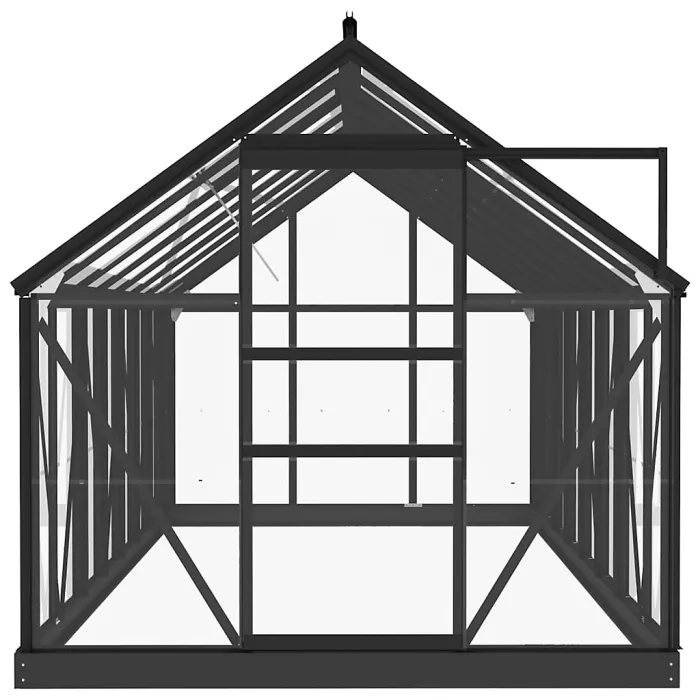 Anthracite Glass Greenhouse 155x395.5x191 cm Aluminium Plant House