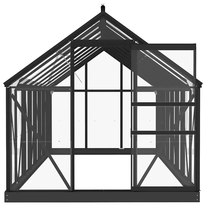 Anthracite Glass Greenhouse 155x395.5x191 cm Aluminium Plant House