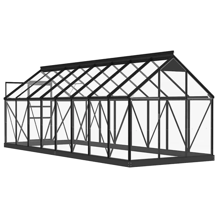 Anthracite Glass Greenhouse 155x395.5x191 cm Aluminium Plant House
