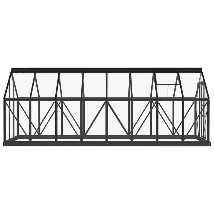Anthracite Glass Greenhouse 155x395.5x191 cm Aluminium Plant House