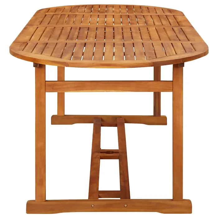11 Piece Garden Outdoor Dining Set Suitable for Backyard, Patio 220x90x75 cm Solid Wood Acacia