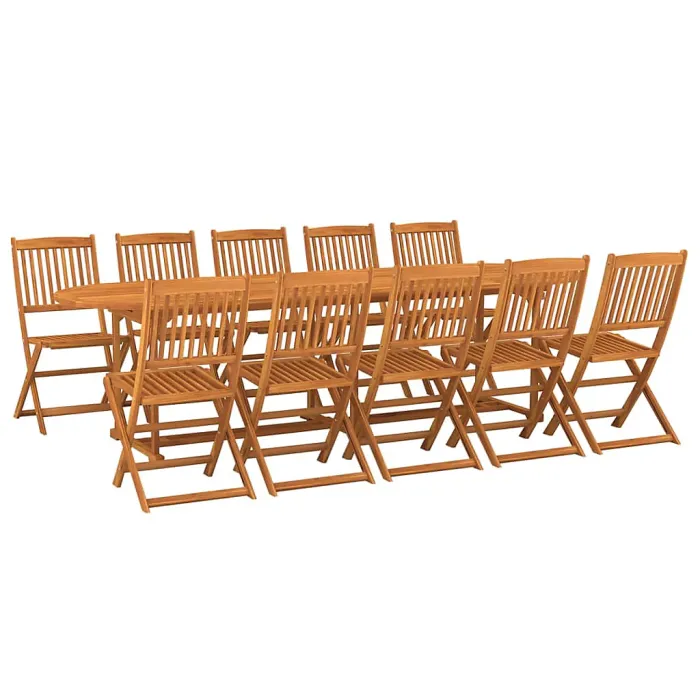 11 Piece Garden Outdoor Dining Set Suitable for Backyard, Patio 280x90x75 cm Solid Wood Acacia