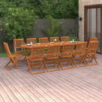 13 Piece Garden Outdoor Dining Set Suitable for Backyard, Patio 280x90x75 cm Solid Wood Acacia