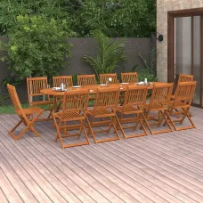 13 Piece Garden Outdoor Dining Set Suitable for Backyard, Patio 280x90x75 cm Solid Wood Acacia