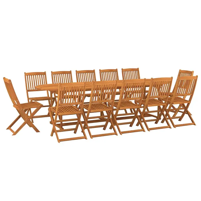 13 Piece Garden Outdoor Dining Set Suitable for Backyard, Patio 280x90x75 cm Solid Wood Acacia