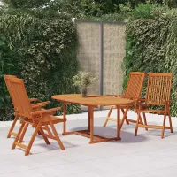 5 Piece Garden Outdoor Dining Set Suitable for Backyard, Patio Solid Wood Eucalyptus