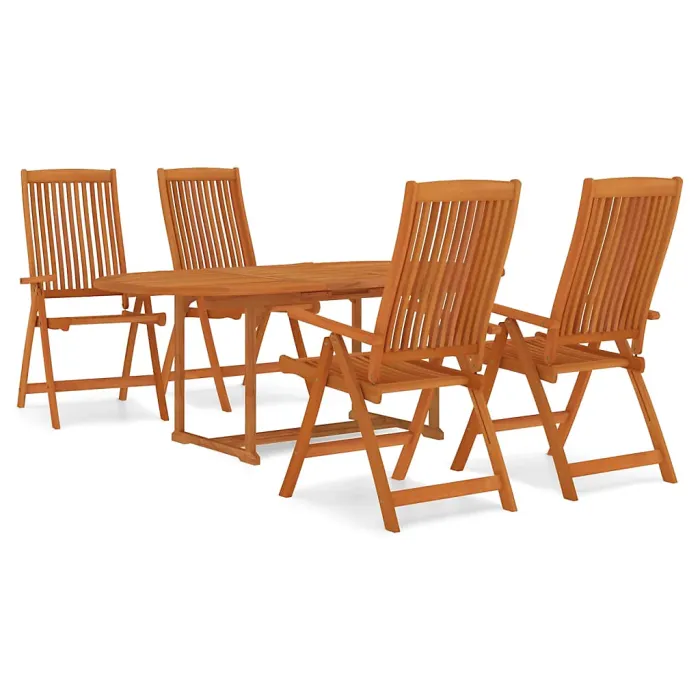 5 Piece Garden Outdoor Dining Set Suitable for Backyard, Patio Solid Wood Eucalyptus