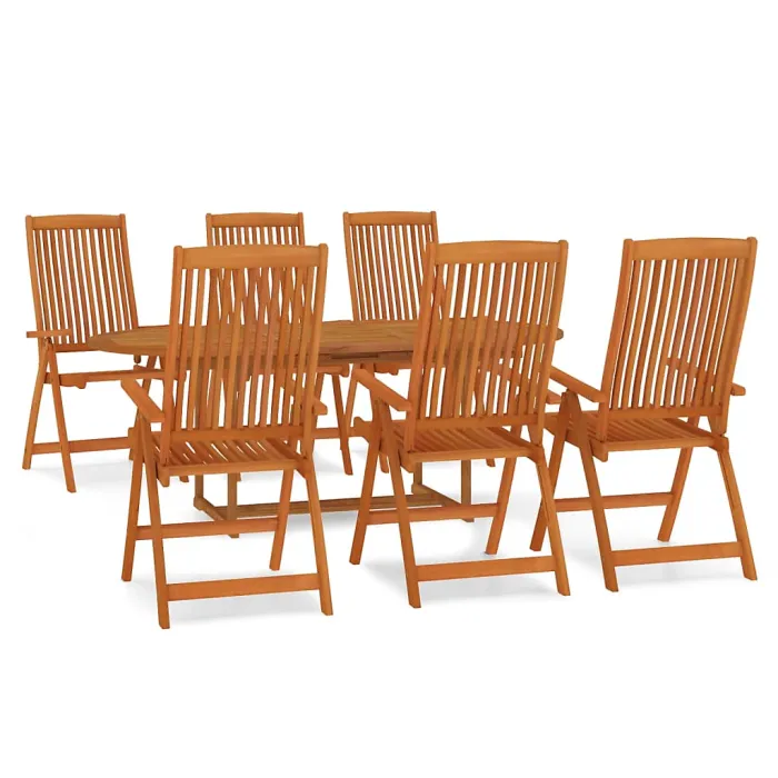 7 Piece Garden Outdoor Dining Set Suitable for Backyard, Patio Solid Wood Eucalyptus