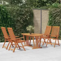 5 Piece Garden Outdoor Dining Set Suitable for Backyard, Patio Solid Wood Eucalyptus