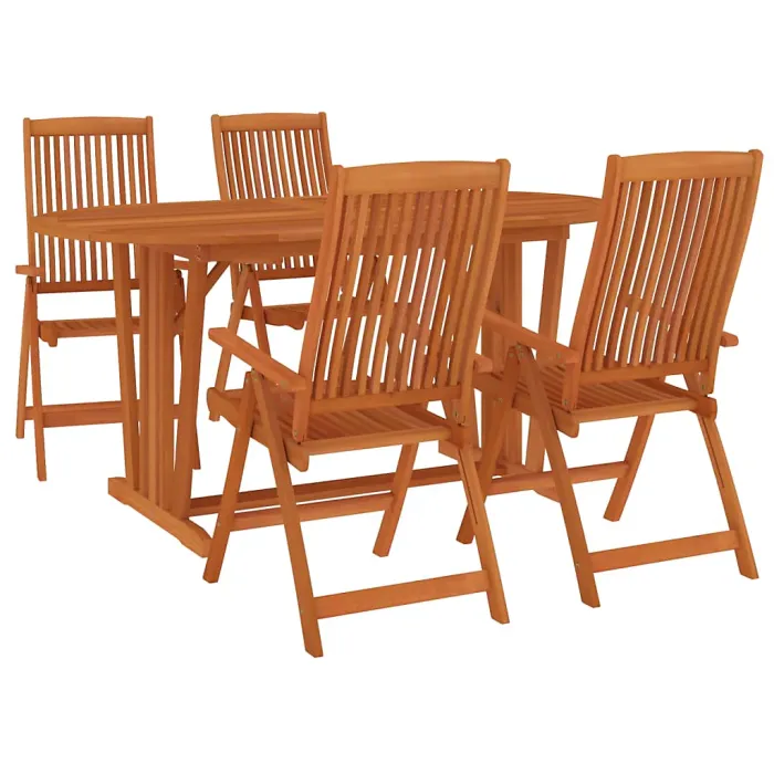 5 Piece Garden Outdoor Dining Set Suitable for Backyard, Patio Solid Wood Eucalyptus