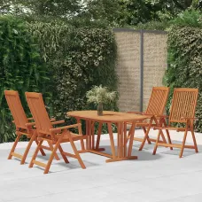 5 Piece Garden Outdoor Dining Set Suitable for Backyard, Patio Solid Wood Eucalyptus