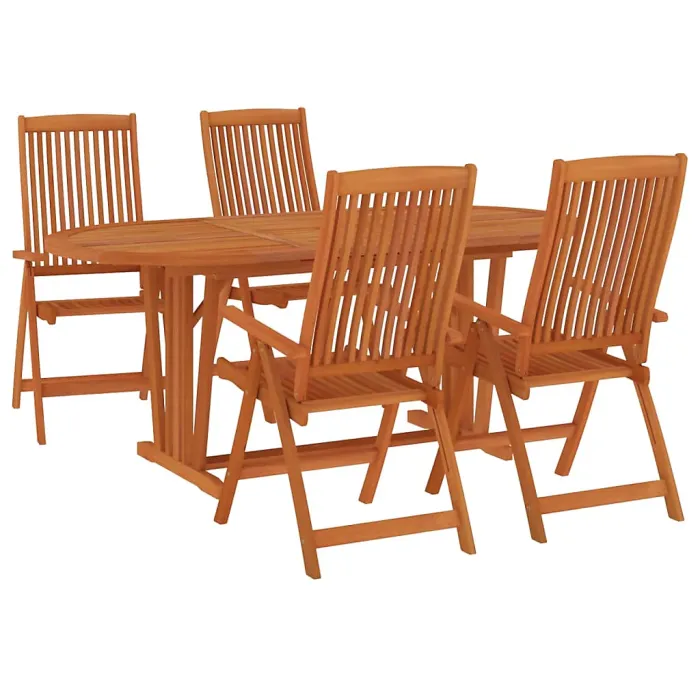 5 Piece Garden Outdoor Dining Set Suitable for Backyard, Patio Solid Wood Eucalyptus