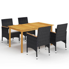 5 Piece Garden Outdoor Dining Set Suitable for Backyard, Patio with Cushions Black