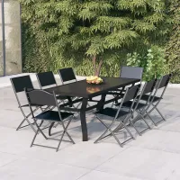9 Piece Garden Outdoor Dining Set Suitable for Backyard, Patio Grey and Black