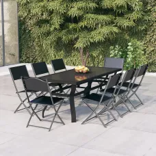 9 Piece Garden Outdoor Dining Set Suitable for Backyard, Patio Grey and Black