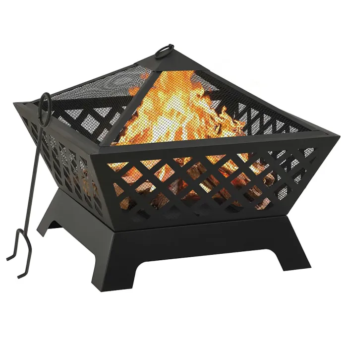Vidaxl Fire Pit With Poker 64 Cm Xxl Steel Fire Pits