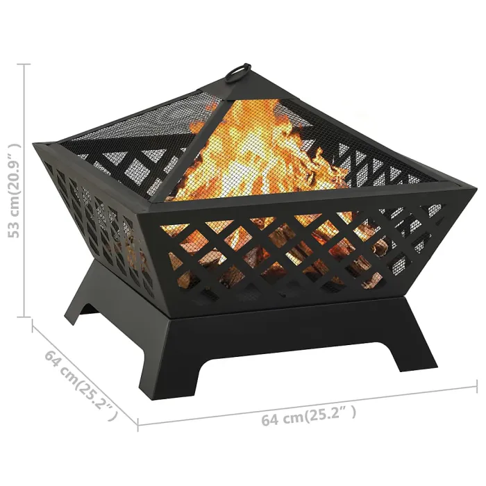 Vidaxl Fire Pit With Poker 64 Cm Xxl Steel Fire Pits