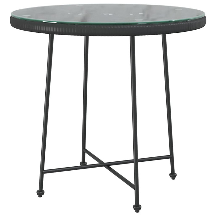 Dining Table Black80 cmÂ Tempered Glass and Steel