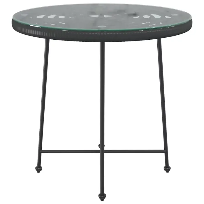 Dining Table Black80 cmÂ Tempered Glass and Steel
