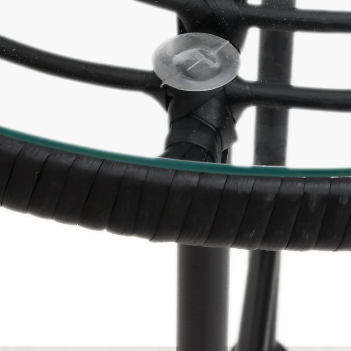 Dining Table Black80 cmÂ Tempered Glass and Steel