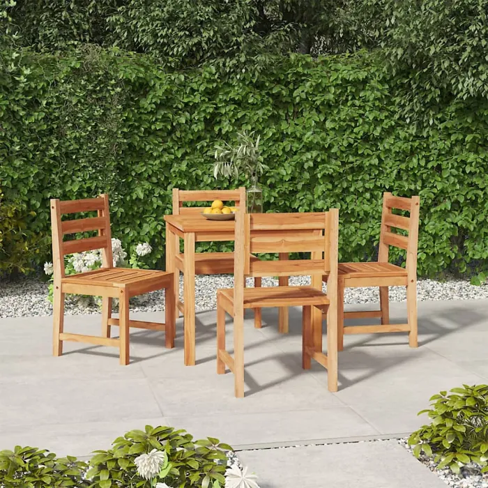 5 Piece Garden Outdoor Dining Set Suitable for Backyard, Patio Solid Wood Teak