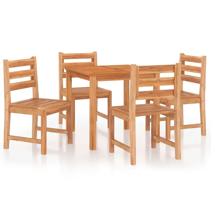 5 Piece Garden Outdoor Dining Set Suitable for Backyard, Patio Solid Wood Teak