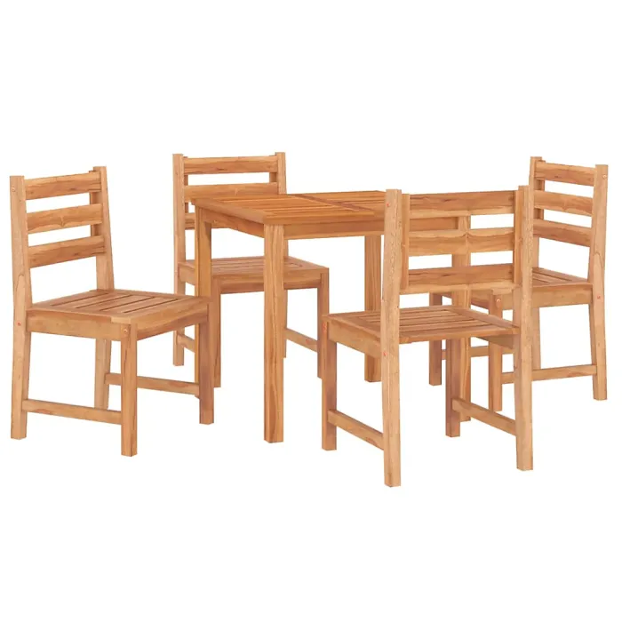 5 Piece Garden Outdoor Dining Set Suitable for Backyard, Patio Solid Wood Teak