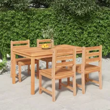 5 Piece Garden Outdoor Dining Set Suitable for Backyard, Patio Solid Wood Teak