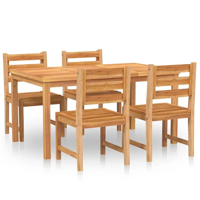 5 Piece Garden Outdoor Dining Set Suitable for Backyard, Patio Solid Wood Teak