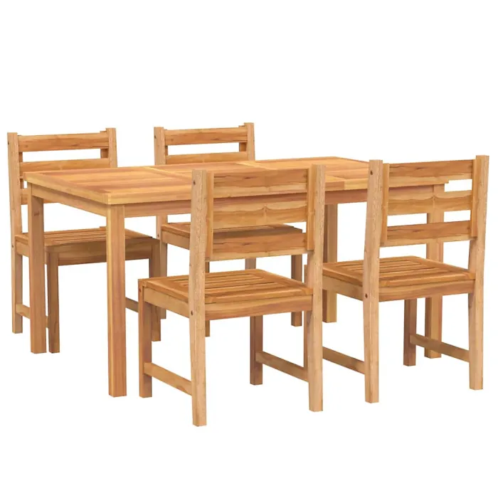 5 Piece Garden Outdoor Dining Set Suitable for Backyard, Patio Solid Wood Teak
