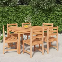 7 Piece Garden Outdoor Dining Set Suitable for Backyard, Patio Solid Wood Teak