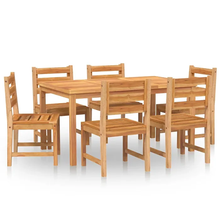 7 Piece Garden Outdoor Dining Set Suitable for Backyard, Patio Solid Wood Teak